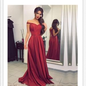 Burgundy Formal Off-the-Shoulder Dress